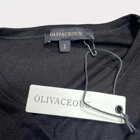 Olivaceous Casual Short Sleeve Crop Top Twist Front Shirt in Black Small, Large - Picture 7 of 7